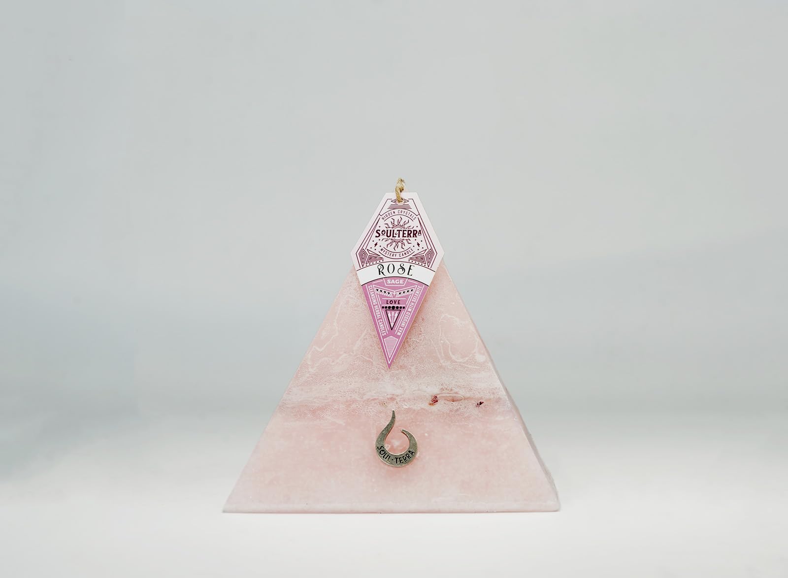 Soul-Terra Rose Sage Love Attraction Spell Candle/Intention Candle with Treasures Inside to Attract Love/ 75 Hours Burn Time/Candles with Real Healing Crystals Inside