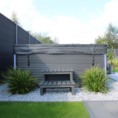 Home Deluxe - Outdoor Whirlpool - Stream Big Plus Treppe und Thermoabdeckung - Maße: 208 x 208 x 88 cm - Inkl. Heizung, 34 Massagedüsen und 4 äußeren Lichtquellen I Außen Whirlpool Spa für 5 Personen – Bild 4