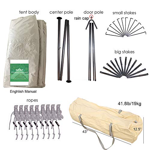 Playdo 3M/9.8Ft 4 Season Cotton Canvas Bell Tent Camping Yurt Tent Huning Wall Tent With Top Stove Hole For 2 Person #TOP5