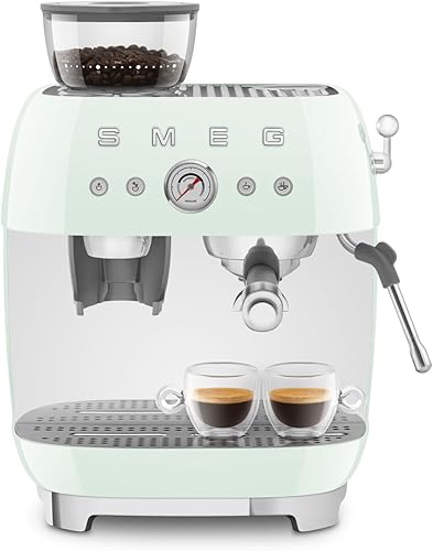 Miniatura 5 de Smeg EGF03 Máquina de café expreso semiautomática con molinillo integrado, termobloque doble, estilo retro de los años 50 - Verde pastel (120 V)