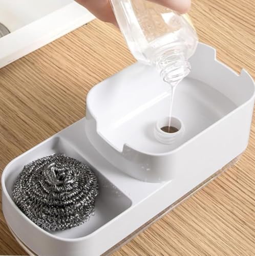 Image of Detergent,Soap Dispenser for Kitchen with Sponge Holder, Hollow Design, Durable & Smooth Body, Rust Proof, Liquid Dispenser, Sink Dish Washing, Dishwashing Soap Dispenser