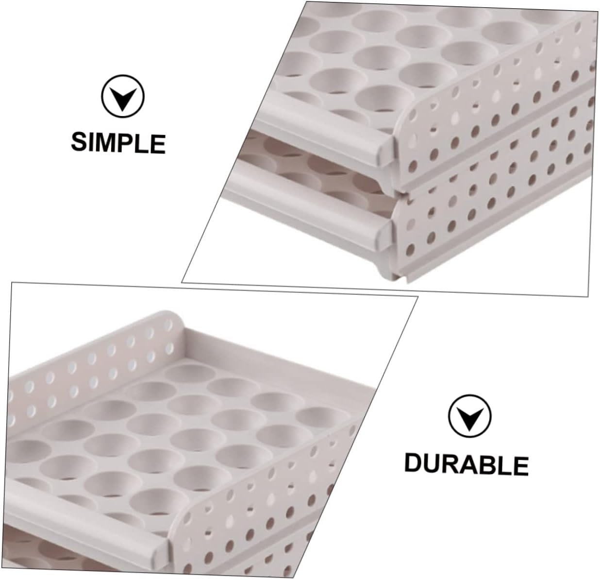 Egg Keeper for Refrigerator Egg Organizer Double Storage Box Freshness Keeper Strong Plastic Holder