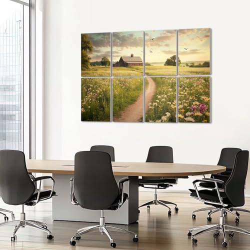 Paneles acústicos artísticos con marco, pack de 8 piezas, tamaño total 48"x32", con autoadhesivo, decoración rústica estilo granja miniatura 7