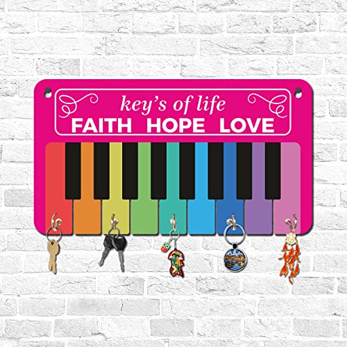 Image of BEE CREATIVE Designer Colorful Wooden Key Holder for Home Decor Stylish | Key Holder for Home | Key Stand with 5 Hooks (Piano)