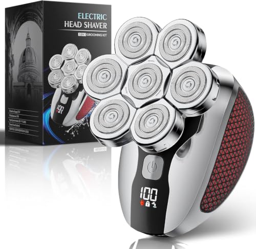 Image of Head Shavers for Bald Men, Professional 5-in-1 Electric Head Shaver Grooming Kit, 7D Floating Wet & Dry Electric Razor for Bald Heads with LED Smart Display & Type-C Charging for Hair /Face /Beard