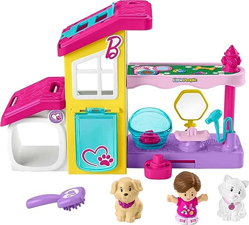 Fisher-Price Little People Barbie Toddler Playset Play and Care Pet Spa with Music Sounds & 4 Pieces for Ages 18+ Months