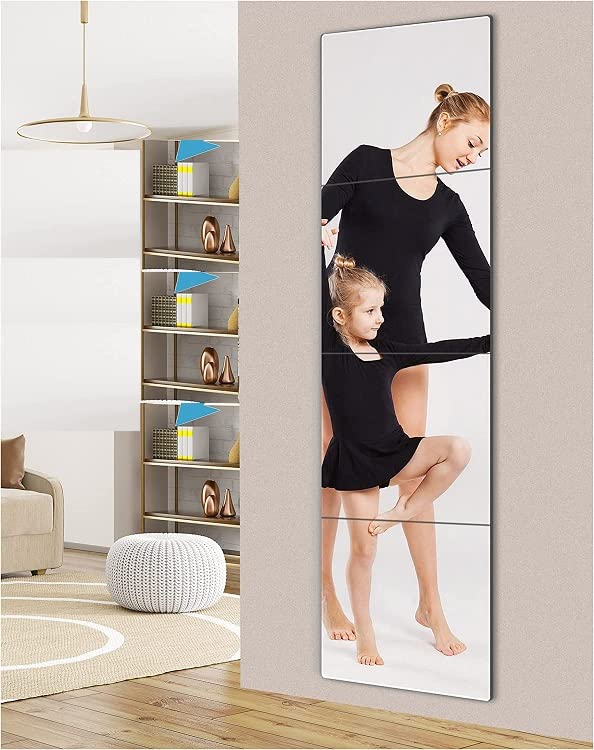 Buy SEVEN HORSES Glass Full Length Wall Mirror Tiles, 4PCS 16x14 Inch