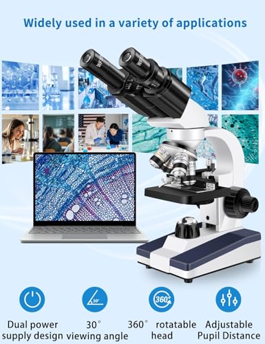 Image of Microscope for Adults WF10x and WF25x eyepieces Compound Microscope with Microscope Slides, Microscope Kit for Kids Students Home School