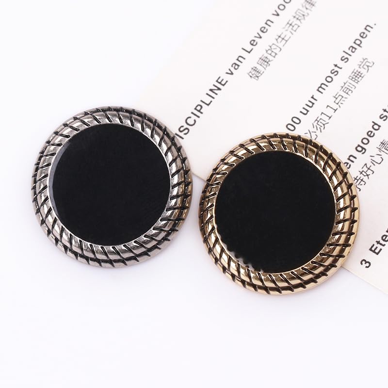 Metalowe guziki do płaszczy, 20 szt. Modnych okrągłych guzików na ubrania, swetry rozpinane, płaszcze, projekty rękodzielnicze(Golden edge black,25 mm)