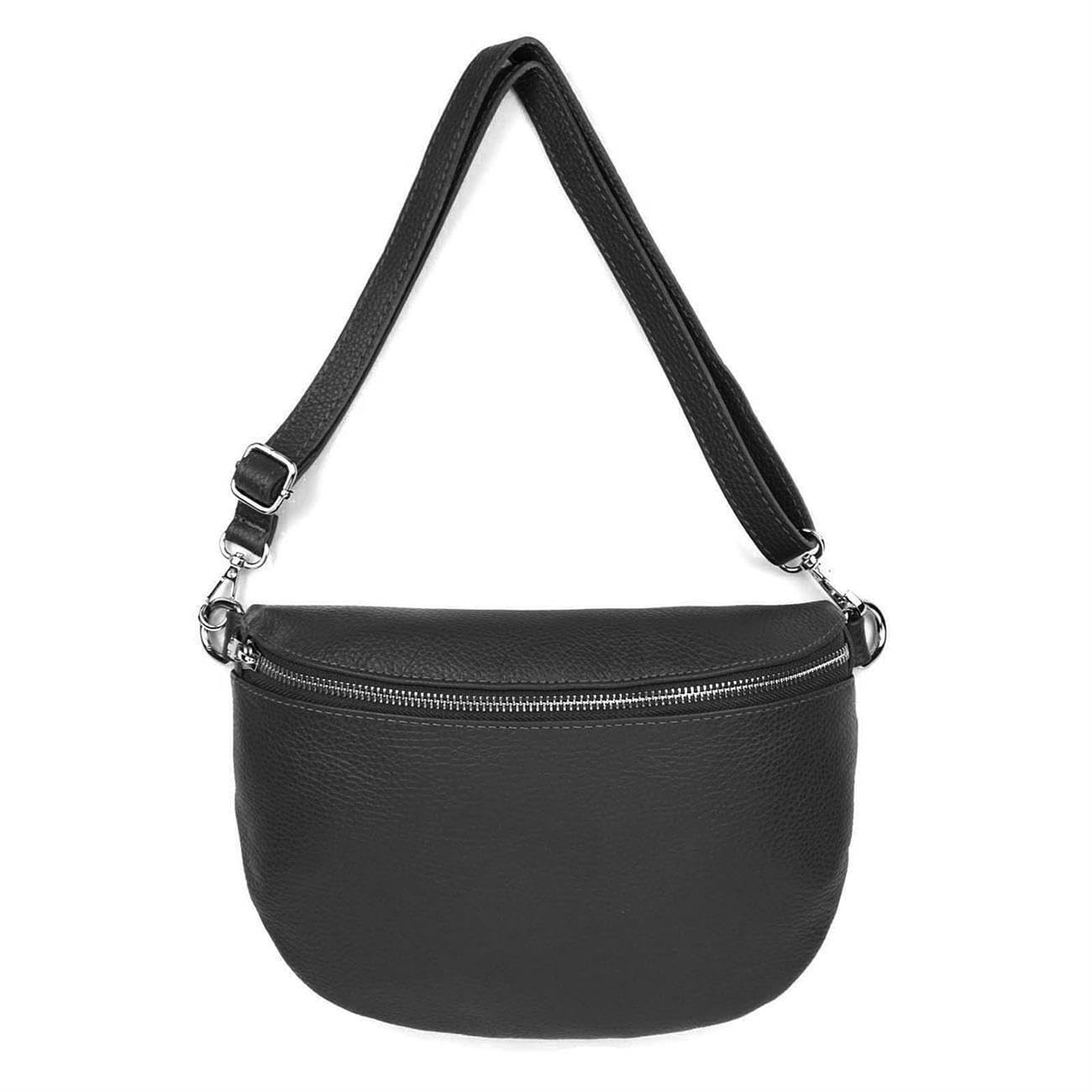 OBC Made in Italy Damen Leder Tasche Gürteltasche Crossbody Hüfttasche Bauchtasche Umhängetasche Cross-Over Bodybag Schultertasche Handytasche
