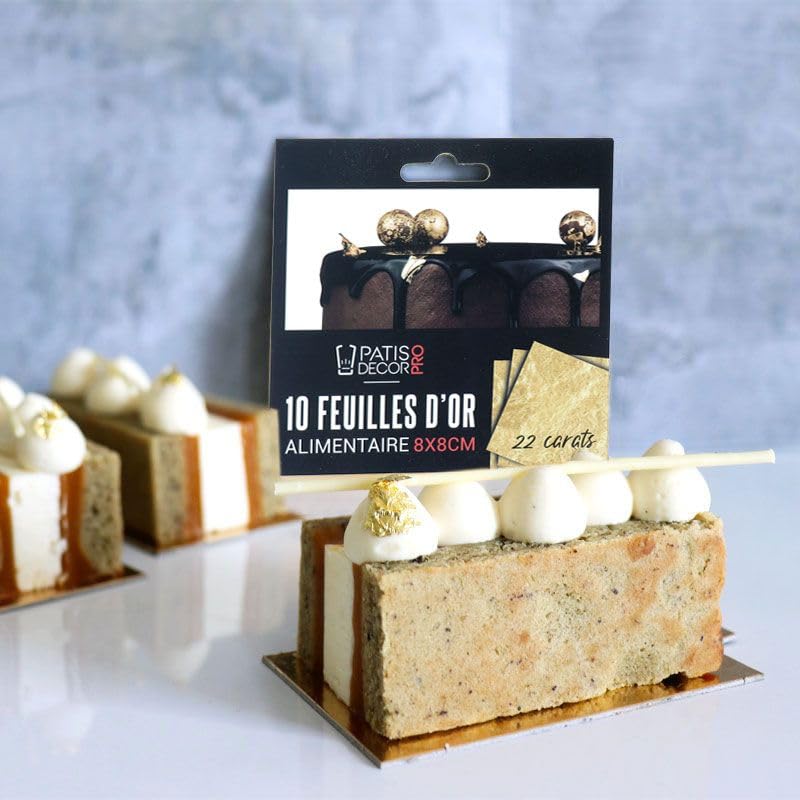 Feuilles d'or alimentaire 8 x 8cm 22 carats (x10)