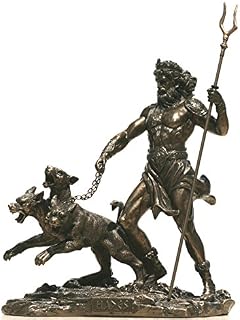Hades Pluto God of Underworld & Cerberus Statue Bronze Finish Sculpture 7.87"