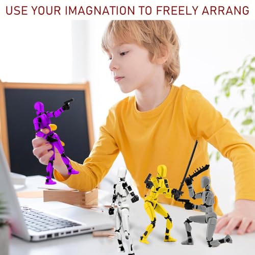 Image of RAMONI 4Pcs Action Figure Toys, T13 Action Figures, Portable & Easy to Use, Robot Toy, 3D Printed Toys with 28 Accessories