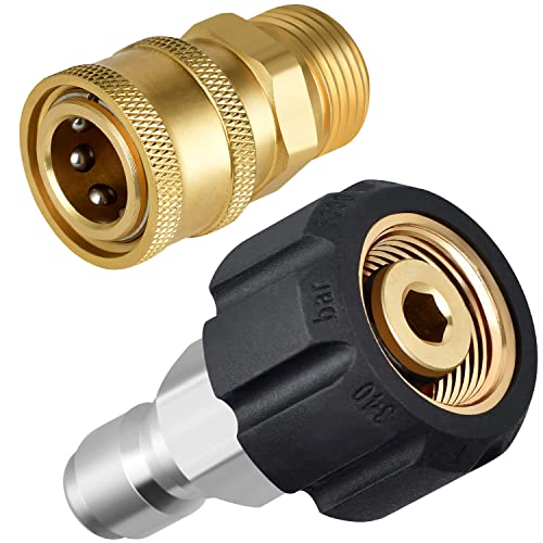 2 Stück M22 15 Mm Auf 3/8 Zoll Schnellanschluss-Adapter – Für Hochdruckreiniger Bis 5000 PSI, Aus Messing