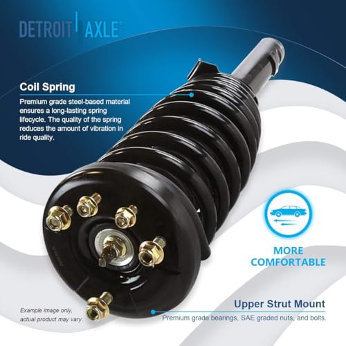 Image of Detroit Axle - 2.3L Front Struts Kit for 1998-2002 Honda Accord, 2 Struts Coil Spring Assembly 2 Lower Control Arms 2 Sway Bars 4 Inner Outer Tie Rods 2 Boots 1999 2000 2001 Replacement Suspension Kit