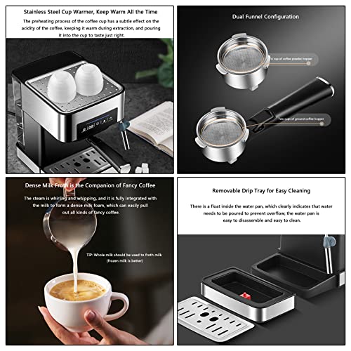 1,6 L Kaffeemaschine, 20 Bar Hochdruckextraktion, 850 W Kaffeemaschine, Kaffeestärke Und Anzahl Der Tassen Frei Einstellbar, Leistungsstarker Milchaufschäumer – Bild 5