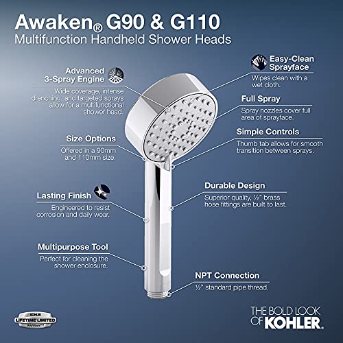 Regadera de mano KOHLER Awaken G90 2.0 Gpm multifunción miniatura 2