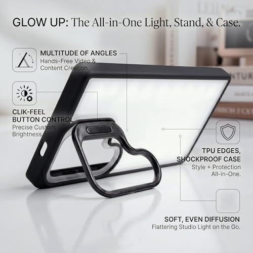 Image of amazon basics Frosted Matte Case for Samsung Galaxy S24 Ultra 5G | Built-in Flip-Out Camera Lens Stand | Translucent Back with Contrast Black Bumper | Shockproof Protective Cover