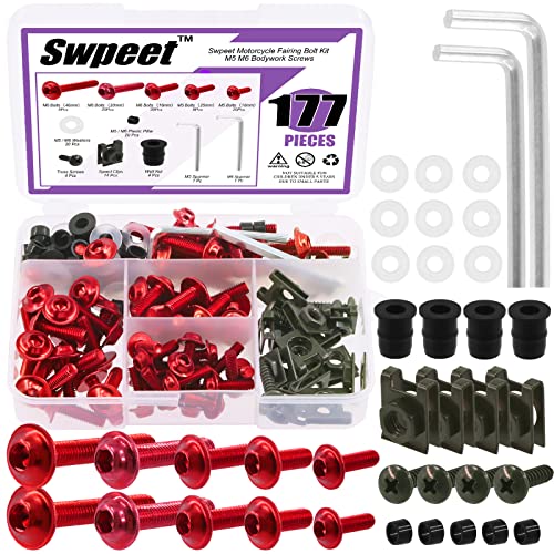 Kit de boulons de carénage de moto M5 M6 rouge complet pour la fixation du pare-brise de sport