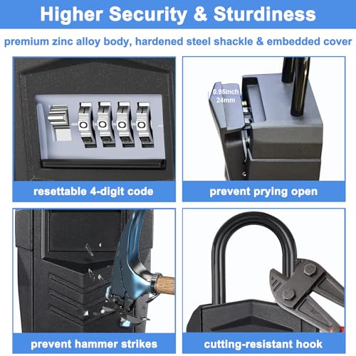 ZHEGE Padlock Key Safe, Large Car Key Lock Box Outdoor for over 10 Home Keys Storage - Image 4