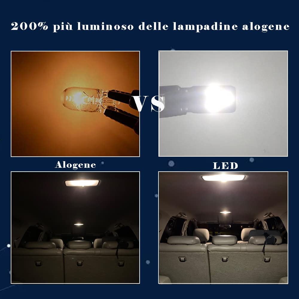 10pcs Lampadine W5W T10 LED 6500K Bianca 12V 6SMD 2835 Chip Luci Interne Auto Moto 501 194 168 LED per Luce Posizione Luci Laterale luci Cortesia Luce Bagagliaio Luci Targa