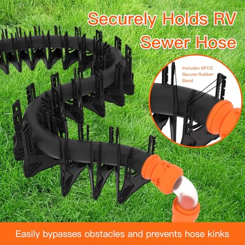 Image of 10 FT RV Sewer Hose Support, Camper Sewage Hose Holder, Flexible Telescoping Waste Hose Support, Adjust Height Drain Hose Stand, Quick Folds for Travel Trailers Septic Hose Support