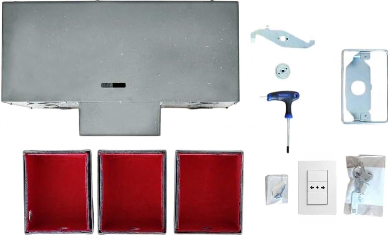Cassaforte Invisibile Ad Incasso Zincata Con 3 Cassetti | Dimensioni 18X32X13 cm | Placca e Accessori Inclusi