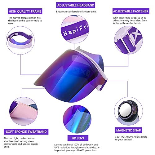 Hapifri Face Shield Sunglasses Sun Visor Unisex Physical Facial Uv Protection For Outdoors Sports Driving,Upf 70+, 100% Uv400 Goggles Adjustable Headband Purple S… #TOP4