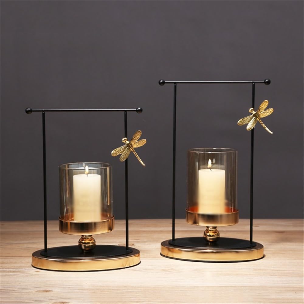 Kandelaber Luxus Glas Kerzenständer Wohnzimmer Esstisch Home Dekoration Metall Kerzenhalter Dekoration(Klein)