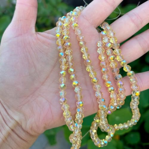 Image of 1000pcs Czech Faceted Rondelle Crystal Glass Beads 6mm Bulk Gold Shimmer