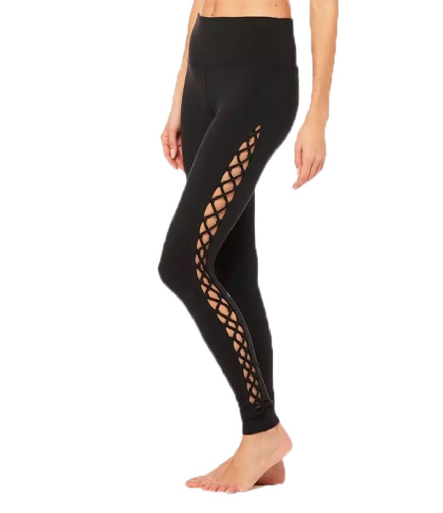 Frauen Stretch Hohe Taille Yoga Hosen Laufhose Hohle Leggings Plus Größe