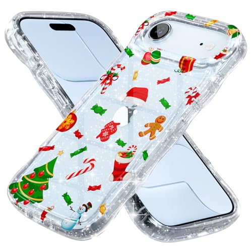 Coque iPhone 17 Air paillettes Noël antichoc et cadre ondulé protecteur