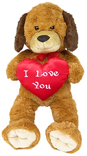 Wagner 9039 - XXL Plüschhund mit Herz - 100 cm groß - braun - Hund Plüschbär Teddy Bär Teddybär
