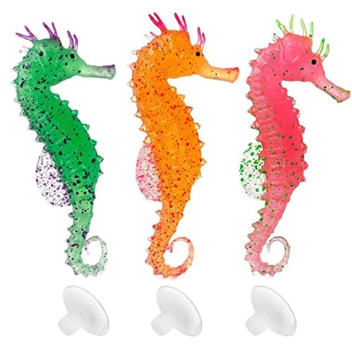 Mesee 3 Pieces Aquarium Ornament Floating Seahorse, Fish Tank Undersea Animal Landscaping Decor...