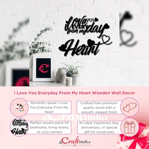 Image of eCraftIndia I Love You Everyday From My Heart Wooden Wall Decor for Living Room Bedroom | Home Wall Decor Items | Wall Art for Home Decor | Valentine Gift for Girlfriend Boyfriend Husband Wife Her Him