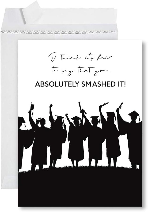 Andaz Press Funny Congratulations Jumbo Card With Envelope, You Absolutely Smashed It, Graduation Greeting Card for College, High School Grad Student, Her, Him Friend, Co-Worker, 8.5 x 11 inch, 1-Pack