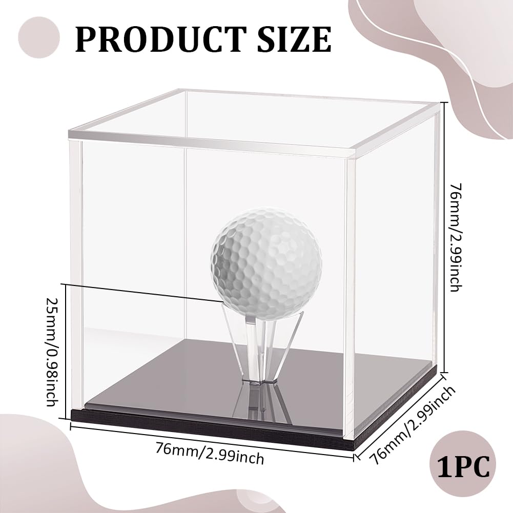 FINGERINSPIRE Espositore per Palline da Golf in Acrilico 7,6x7,6x7,6 cm Custodia per Palline da Golf a cubo Trasparente con Base Nera Scatola di immagazzinaggio per Palline da Golf Singole