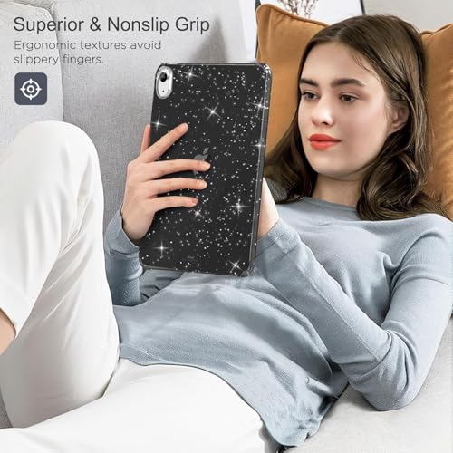 Image of MOCA Case for iPad 6th 5th Generation (iPad 9.7 inch, 2018 /2017), AIR 2 Impact Resistant, Slim, Lightweight Glitter Case (Black, ipad 9.7 inch)