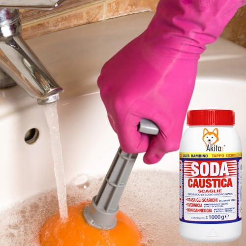 Akitaink Soda Caustica A Scaglie Per Uso Industriale E Domestico, Per Sverniciare Sturare, Sturatutto, Disincrostante, Sverniciatore, Disgorgante Scarichi E Water, Pulizia Botti E Cisterne (4) - 4