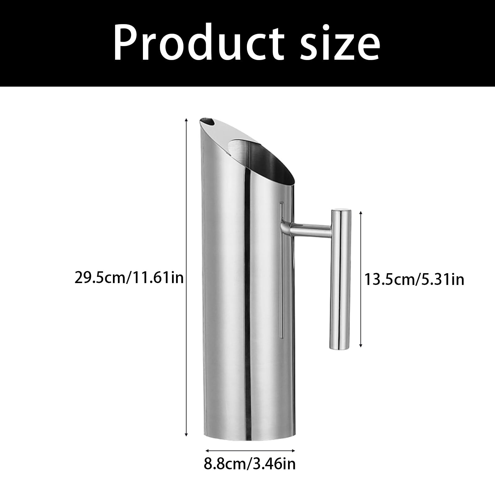 Jarra moderna de acero inoxidable con agarre antideslizante, pulido dorado y plateado, boca ancha, fácil de limpiar, ideal para cafeterías, hogar, restaurante, jarra de agua