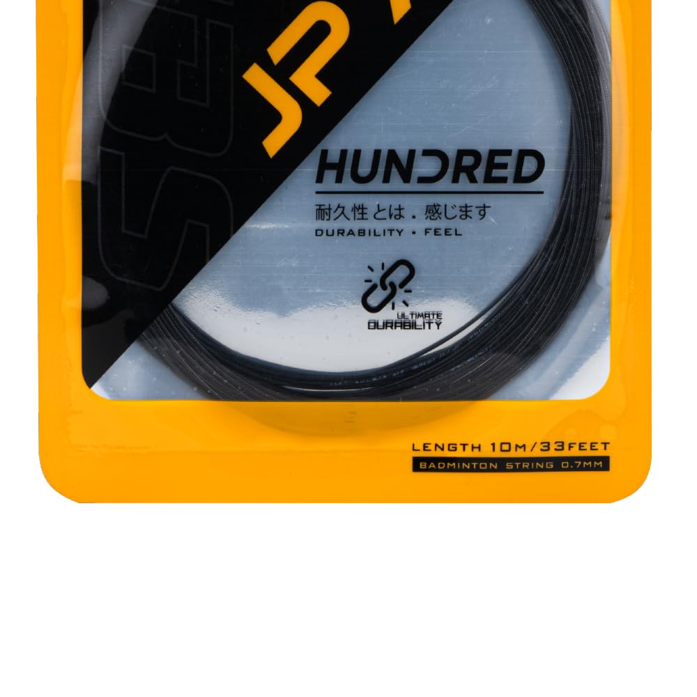 HUNDRED JP 70 Badminton String | Versatile Power & Control | Durable Synthetic Gut | Comfortable Shock Absorption | Reliable Tension & Playability | Made in Japan (Graphite Black) 1