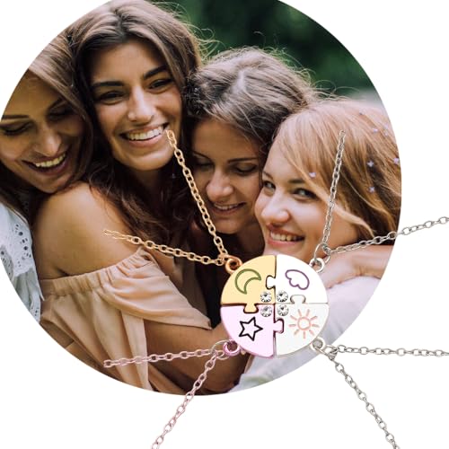 Best Friend Friendship Necklaces for 3 Sisters Birthday Gifts for Big Middle Little Sister Puzzle Necklace for 3 4 Friends 7