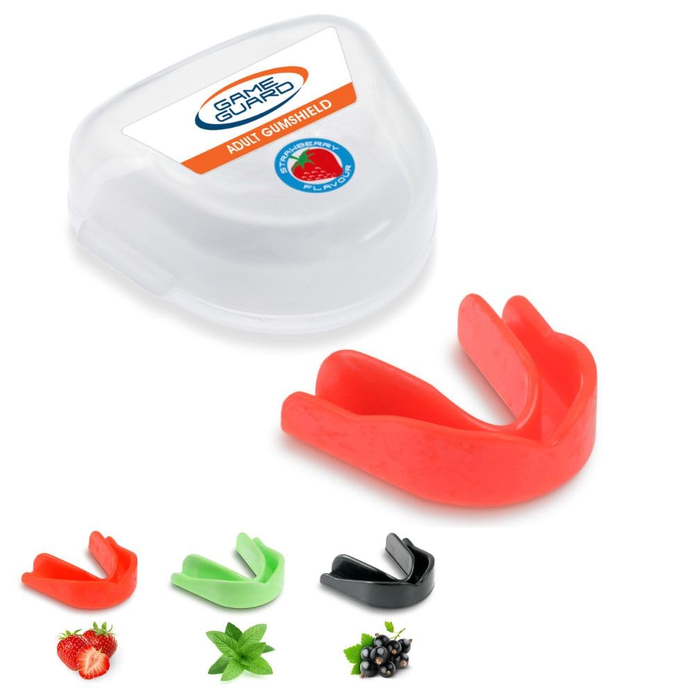 GAME GUARD – 10 x Boil & Bite Flavoured Mouth Guards/Gum Shields – Mouldable Mouthguards/gumshields - Adult/Senior – for School & Clubs, Rugby, Hockey, GAA (Mixed Flavours)