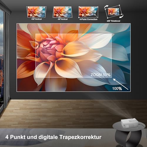 Eroshoo Beamer Full HD, 5G WiFi Native 1080p beamerondersteuning, 4K, bluetooth thuisbioscoop, videoprojector 12000 lumen, draagbare filmprojector, mini beamer, compatibel met HDMI USB/Fire Stick, - Image 6