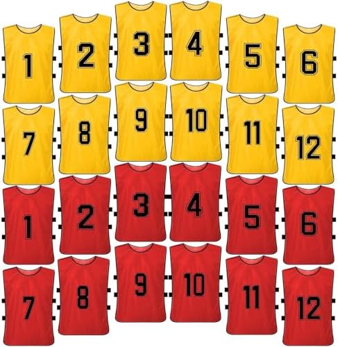 24 Chasubles de Football Numérotées pour Adultes – Dossards d’Ent...