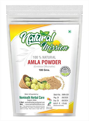 NaturalMission Amla (EMBLICA OFFICINALIS) Powder as HAIR VITALIZER NATURALLY by Neminath Herbal Care (100 g)