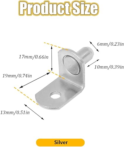 Miniatura 8 de Hocansen 100 clavijas de estante de 0.197 pulgadas (0.197 in), clavijas de soporte de estante de metal para gabinete, muebles, estantes y soporte