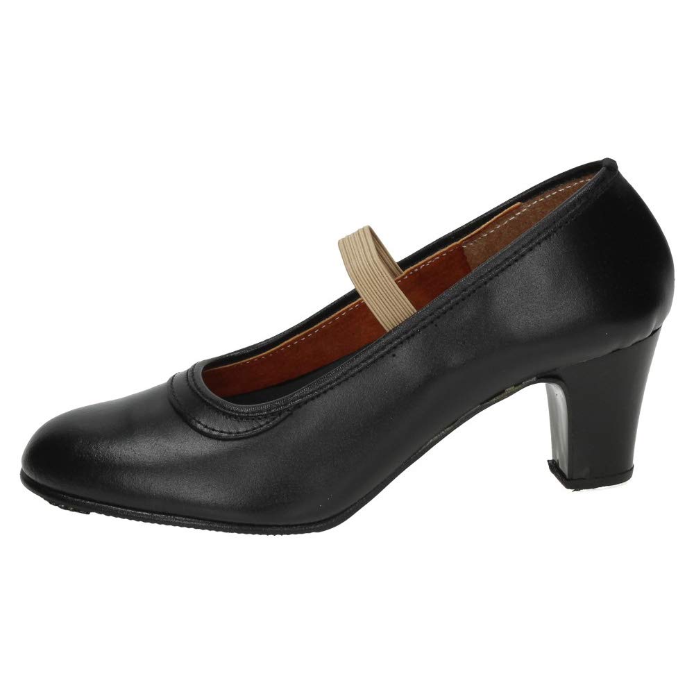 24 Zapatos de Baile Profesional de Piel, con elástica y Clavos en el talón, Hechos en España NIÑA Zapatos TACÓN Negro 39