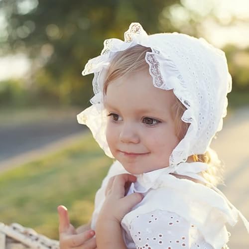 Huggalugs Infant, Baby And Toddler Girls Classic Bonnets With Lace (3 Months, White Eyelet) #TOP6