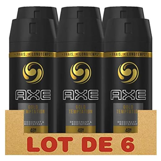 AXE Déodorant Homme Spray Gold Temptation Frais 48h (Lot de 6x150ml)